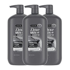Dove Men+Care Purifying Body & Face Wash 3 Count Charcoal Clay with 24-Hour Nourishing Micromoisture Technology 30 oz