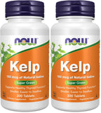 NOW Supplements, Kelp 150 mcg of Natural Iodine, Easier to Swallow Tablet, Super Green, 200 Tablets (Pack of 2)