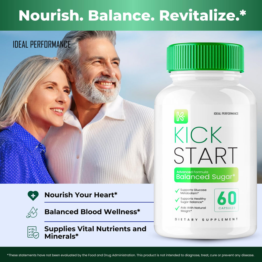 Kick Start Capsules, Kick Start Balanced Sugar Supplement Pills, KickStart Glyco Optimizer, Premium Formula for Healthy Circulation & Stable Levels, KickStart All Natural Health Reviews (5 Pack)