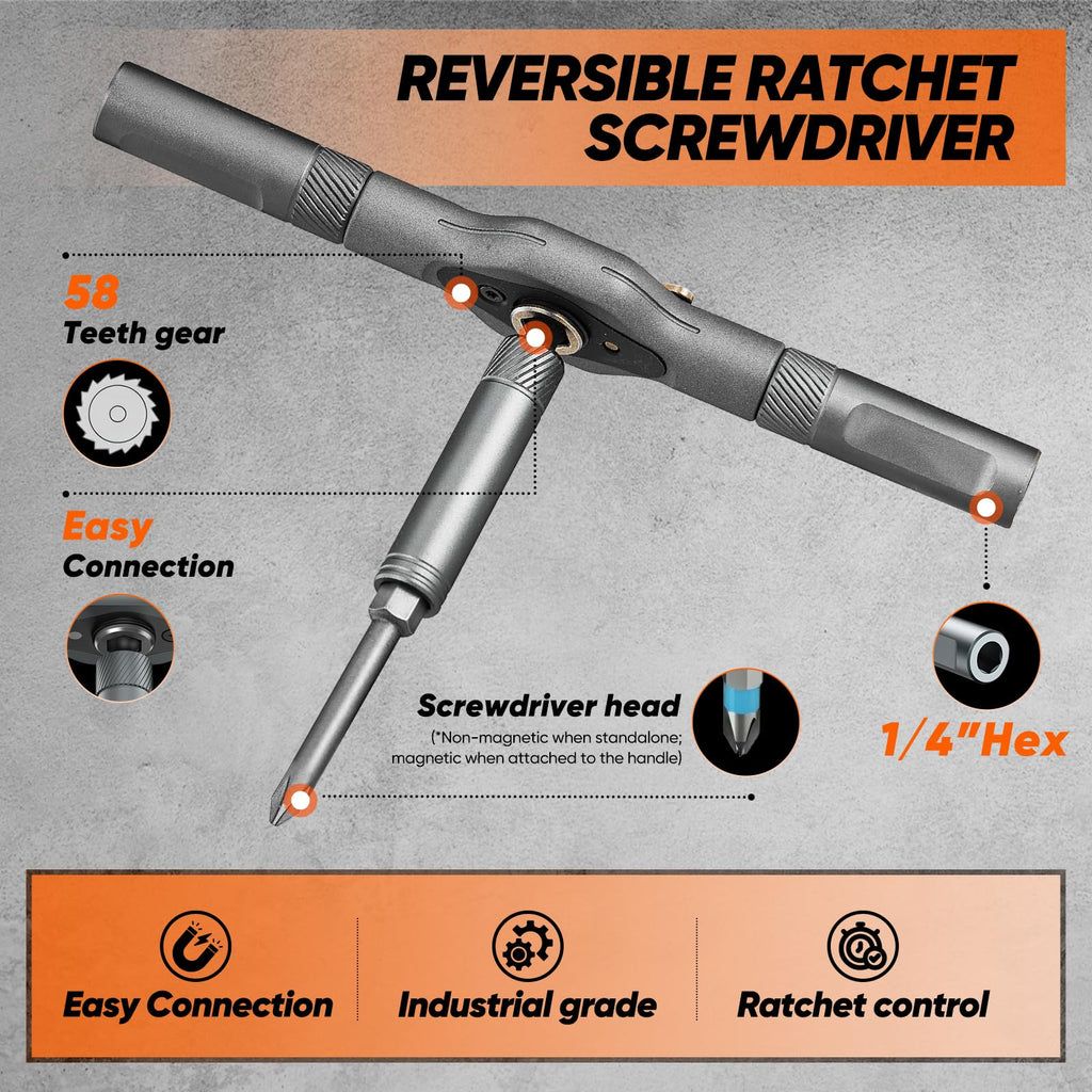 Saker 42 in 1 Magnetic Screwdriver Set for Fathers Day, Multi Bit Free Combination Ratchet Screwdriver Set Portable Repair Tool Kit for Gifts Furniture, Computer, Bicycle and DIY Grey