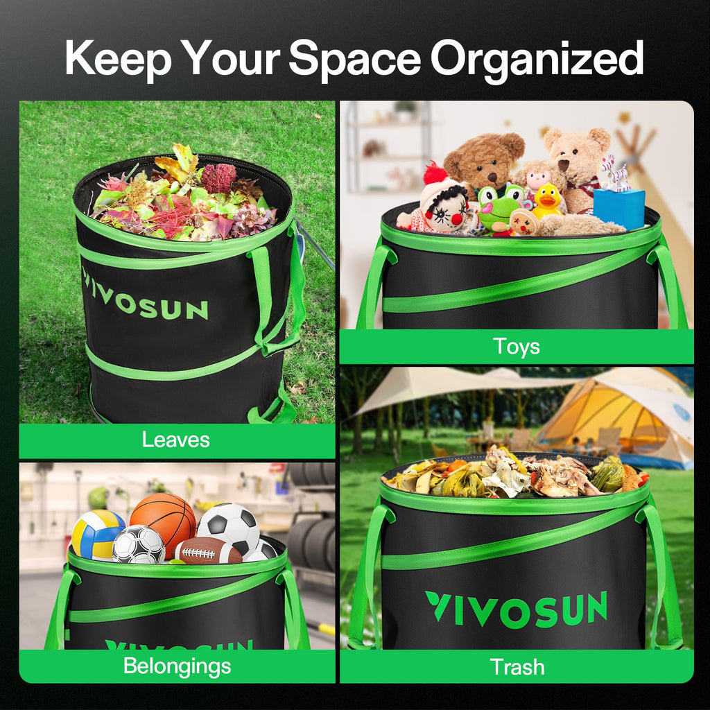 VIVOSUN 2-Pack 47-Gallon Collapsible Garden Bag, Yard Waste Containers