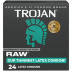 Trojan Raw Thin Latex Condoms for Men, 24 Count