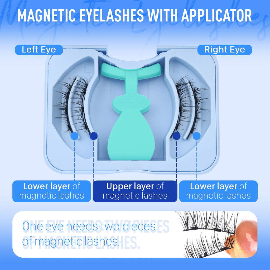 Magnetic Eyelashes Half Lashes Magnetic Eyelashes with Applicator Cat Eye Lashes Natural Look No Glue Needed False Eyelashes Wispy Magnet Lashes with Clamp by Eefofnn