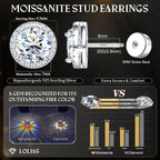 LOLIAS Moissanite Flat Back Stud Earrings for Women Men 925 Sterling Silver