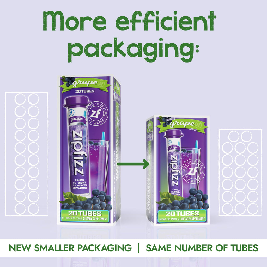 Zipfizz Energy Drink Powder, 20 Pack Electrolyte Mix with B12 - Grape