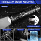 Esgofo Flashlights High Lumens 100000 Rechargeable, Super Bright Handheld LED Flash Light, Powerful Emergency Linternas, Waterproof, Long Lasting, for Hiking Camping Gift