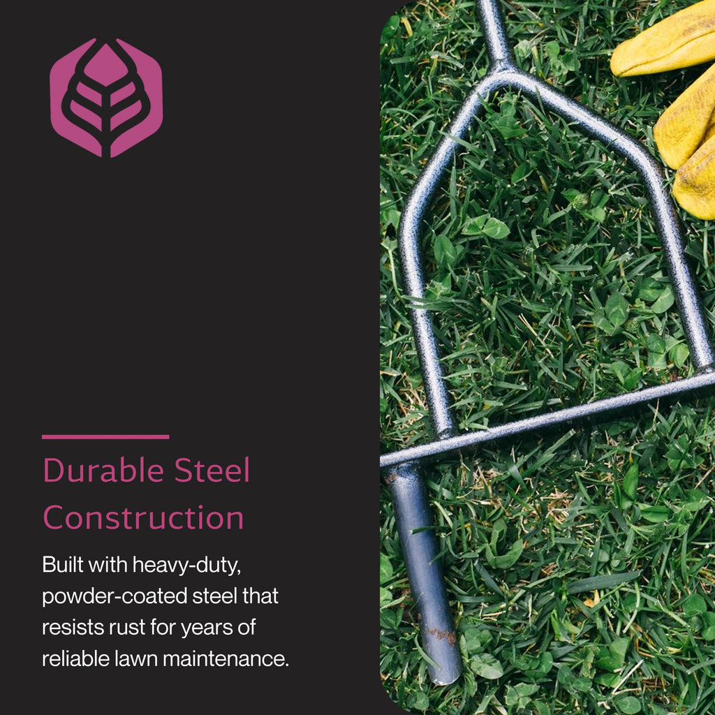 Yard Butler Manual Lawn Coring Aerator, ID-6C - Lawn Care Tool for Aerating - Long-Handled - Power-Coated Steel Construction - Comfortable Cushioned Handles Garden Tool - Easy to Use