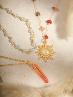 Layered Crystal Sun Necklace, Gothic Boho Hippie Summer Beach Necklace