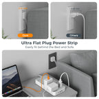 TESSAN Power Strip Surge Protector, 6FT Flat Plug Extension Cord