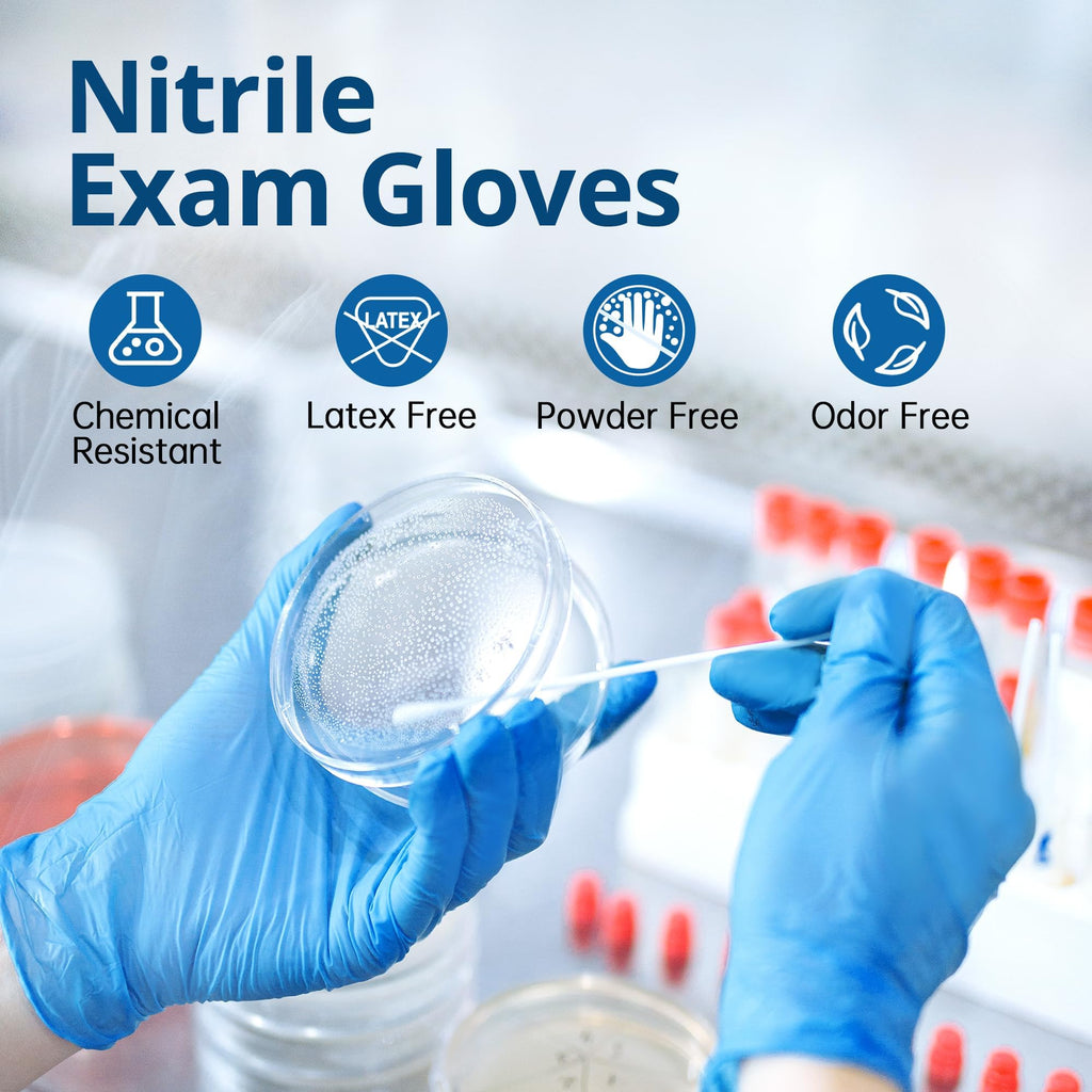 SwiftGrip Disposable Nitrile Exam Gloves, Blue, Nitrile Gloves Disposable Latex Free, Medical Gloves, Cleaning Gloves, Food-Safe Rubber Gloves, Powder Free, Non-Sterile, 1000-ct Case (X-Small)