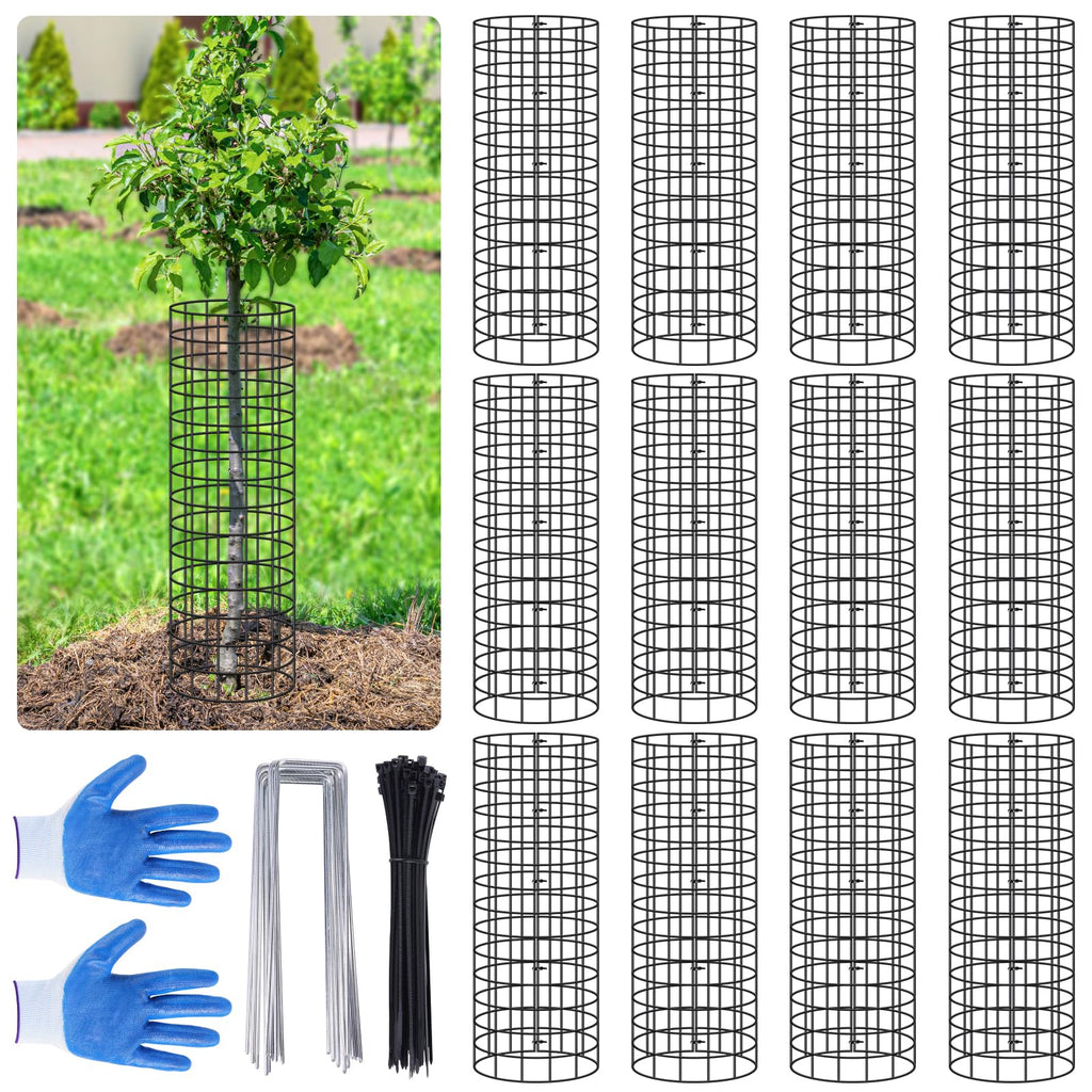 12 Pack Tree Protectors from Deer, 16.5 ''H Pre-Curved Tree Trunk Protector