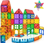 Landtaix 100pcs Magnetic Tiles for Kid Age 3+ Magnetic Blocks Toddlers Toys