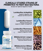 Allbe ProbioCan - Probiotic 50 Billion CFU (60 Servings), 11 Strains of Lactobacillus & Bifidobacteria, Supports Digestive Health & Immune Function, Probiotics for Women & Men - Pack of 1