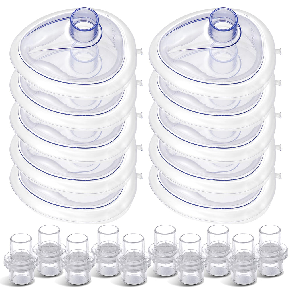 Primacare RS-6847 CPR Rescue Masks, Pack of 10 – FDA Approved CPR Masks with One-Way Valves for Emergency Response, First Aid Kits, CPR Training & Rescue Breathing – Universal Adult Size