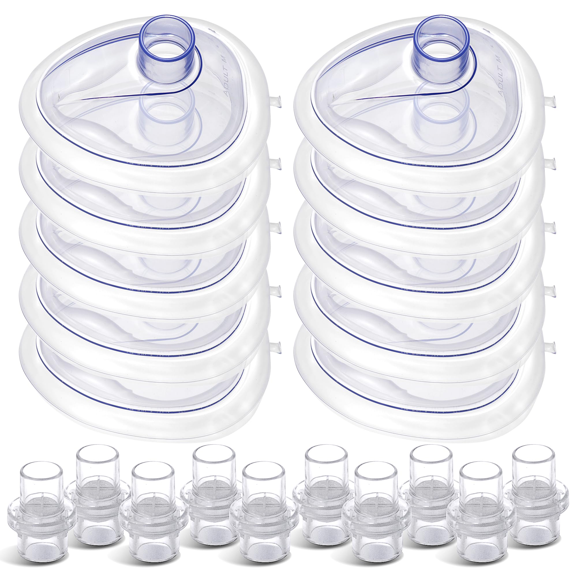 Primacare RS-6847 CPR Rescue Masks, Pack of 10 – FDA Approved CPR Masks with One-Way Valves for Emergency Response, First Aid Kits, CPR Training & Rescue Breathing – Universal Adult Size