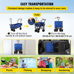 Happbuy Collapsible Wagon with Removable Canopy, 220lbs Heavy Duty Foldable Beach Wagon with Big Wheels
