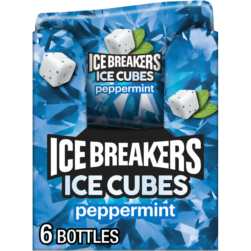ICE BREAKERS Peppermint Sugar-Free Gum Bottles, 3.24 oz, 6 ct