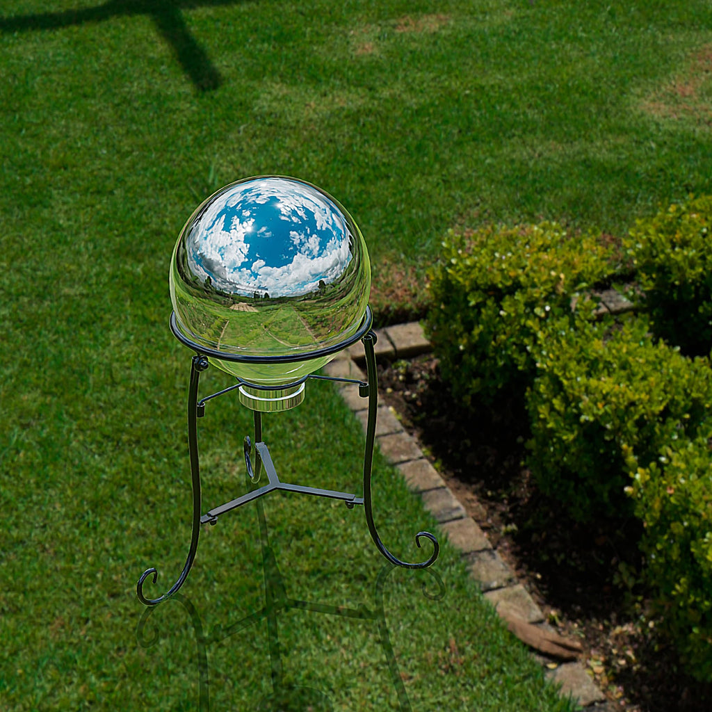 Polyjkl 10" Tall Gazing Ball Stand for 8-10 inch Balls, Black Metal Gazing Globe Display Holder Stands for Outdoor Garden Clearance, 8" L x 8" W x 10" H