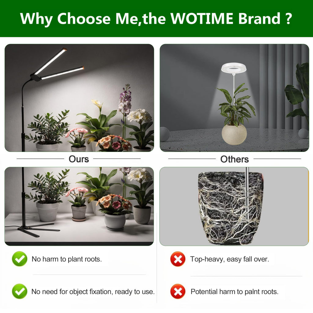 Grow Light for Indoor Plants,6000K White Sun Spectrum Growing Light Lamp