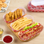 300 Pcs Paper Hot Dog Trays, Small Disposable Hot Dog Boats Fluted to Go Food Holders for Concession Stand, Party, Food Truck (Red)