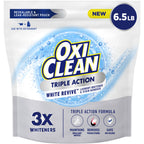 OxiClean Triple Action White Revive Laundry Whitener and Stain Remover Powder, Use with Detergent, Whitens and Brightens Clothes, Removes Tough Stains, Color Safe, Chlorine Free, 6.5 lbs