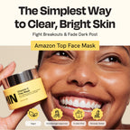 Gleamin Vitamin C Clay Mask for Dark Spots - Brightening Clay Face Mask with Turmeric, Deep Cleansing & Pore Refining Treatment, Helps Improve Uneven Tone & Post-Blemish Texture, 2.5 oz Up to 20 Uses