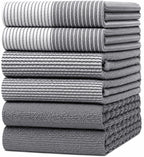 Premium Kitchen Towels 6 Pack 100% Cotton, 20"x28" Dish Towels - Grey