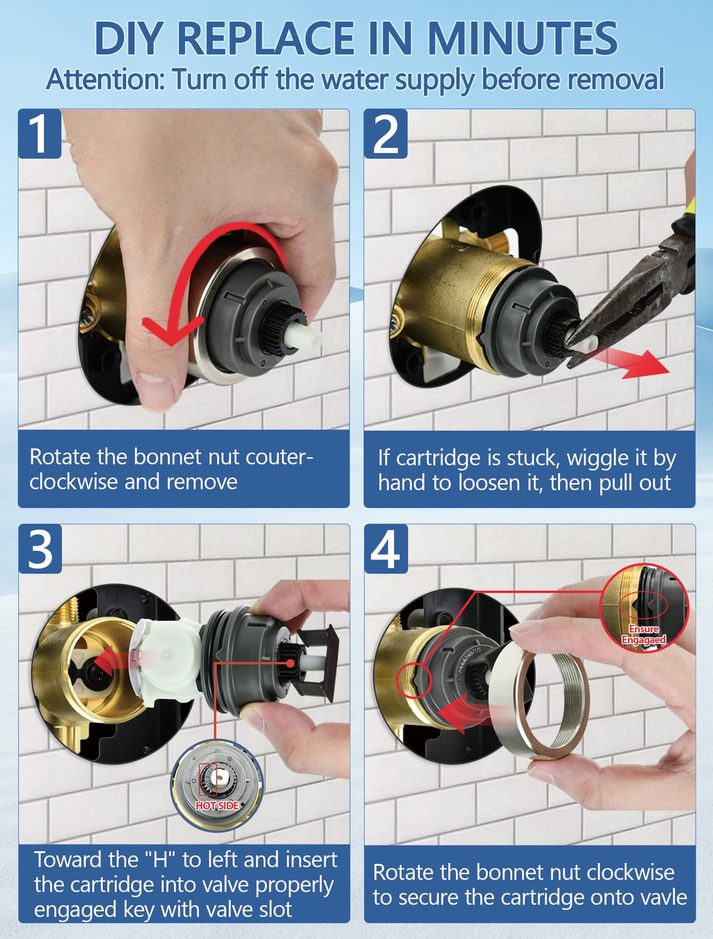 LOWCUS Shower Cartridge Replacement for Delta RP46463 (2007-Present) 1-Pack, Compatible with Delta 17 Series Dual Handle, Fix Leak or Drip, Temperature or Pressure Issues, Features Scald Guard