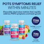 Vitassium FastChews, Chewable Electrolyte Tablets for Management of POTS and High Sodium Diets, Fast-Acting Sodium Tablets, Fruit Punch, 60 Count