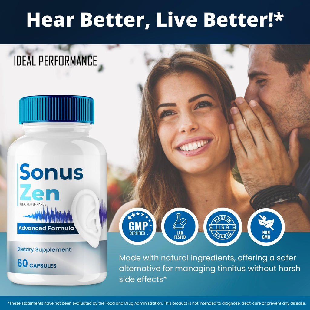 SonusZen Capsules, Official Sonuszen Tinnitus Relief for Ringing Ears Pills, Advanced Ear Health Support Supplement Pills, All Natural for Healthy Ringing Ear, Sonus Zen Pills Reviews (60 Capsules)