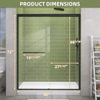 GETPRO Shower Door Double Sliding 57-60 in. W x 72 in. H Semi-Frameless Bypasss Bathroom Glass Shower Sliding Doors,1/4 inch Clear Tempered Glass Door for Walk-in Shower Matte Black