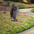 Hausse Fake Owl Decoy Bird Scarecrow Sculpture, 13.6 Inch Plastic Horned Owl Bird Deterrents, Garden Protectors, Nature Enemy Pest Repellent for Outdoor Garden Yard