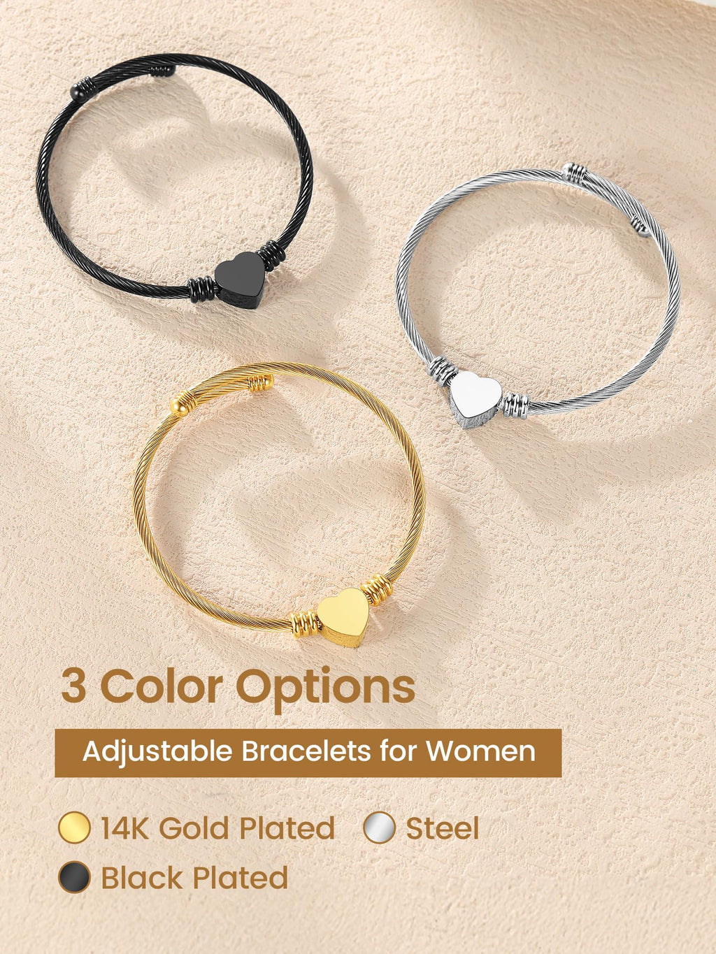 GoldChic JEWELRY Black Heart Bracelets for Women, Dainty Charm Bracelet