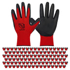 WHEATHUSK 100 Pack Gardening Gloves Bulk for Men Women, Breathable Nitrile Rubber Coated Garden Gloves Dipped Gripping Work Gloves for Construction, Gardening