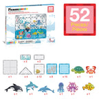 PicassoTiles Magnet Tiles Magnetic Building Blocks Aquarium Marine Animal Theme Set with 8 Character Action Figures Shark Crab Turtle STEM Toys Construction Preschool Toddlers Kids Boys Girls 3+ PTQ15