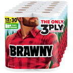 Brawny Tear-A-Square 3-Ply Paper Towels, 12 XL Family Rolls = 30 Regular