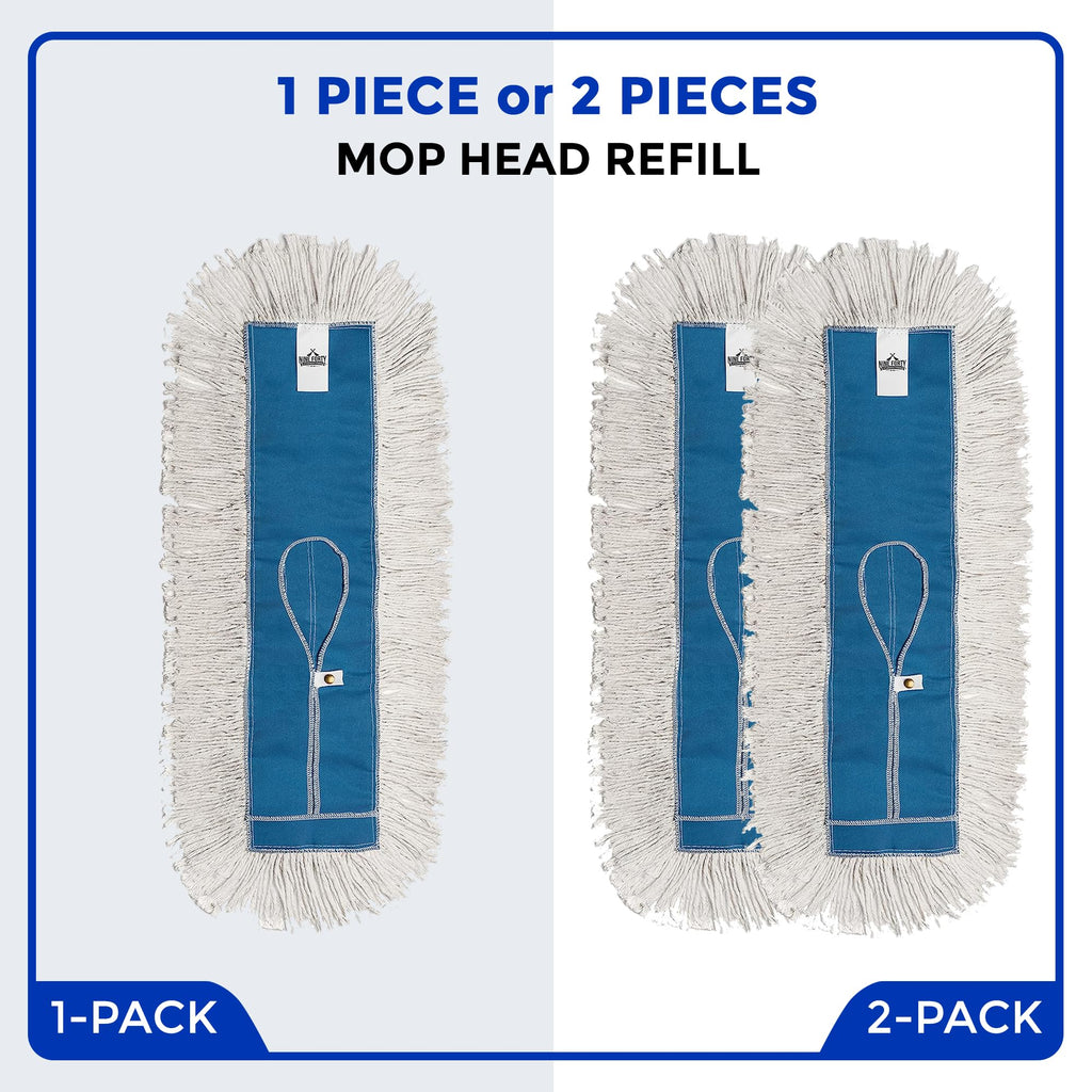 Nine Forty Industrial-Grade 60x5 Cotton Dust Mop Head Refills, Perfect Replacement for Busy Home, Gym, Industrial and Commercial Spaces, Heavy-Duty Mop for Janitorial & Housekeeping Needs - 1 Pack