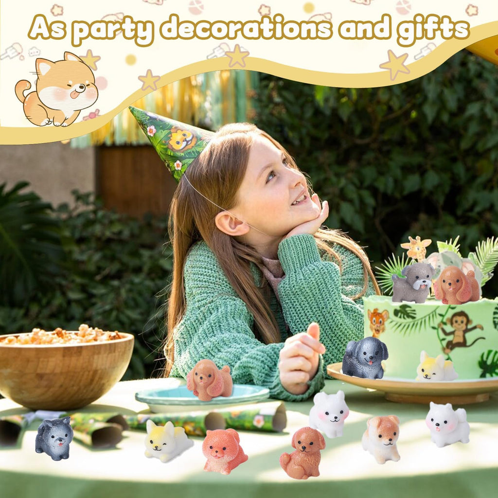 dsooldre 50 Pcs Mini Dog Figurines Miniature Resin Animals in Bulk Little Puppy Toys Dog Cake Decorations for DIY Moss Landscape Garden Ornament Birthday Party Home Decors