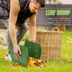 65 Inch 25 Tines Metal Leaf Rake Set with 32 Gal Bags Scoops, 18in Wide