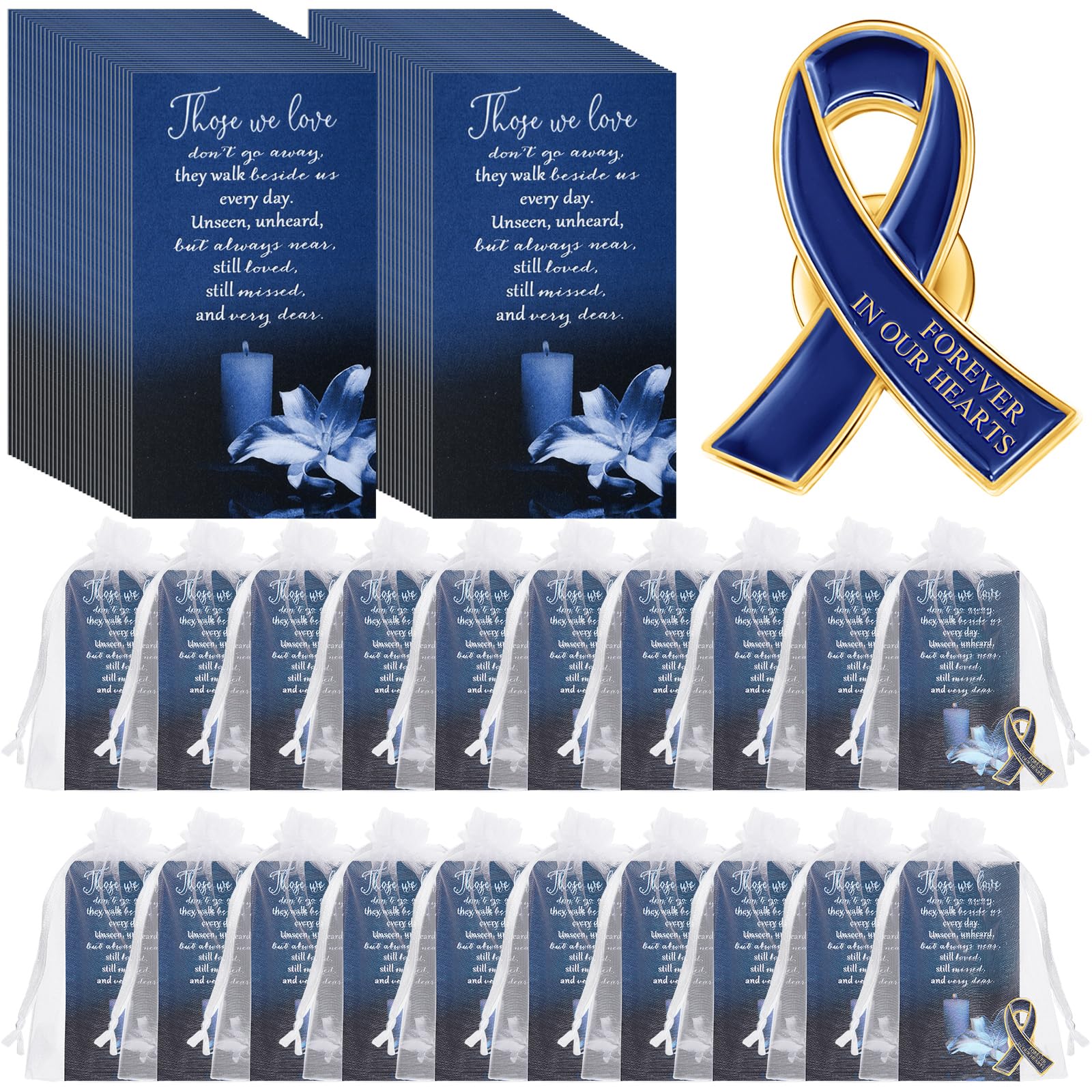 Unittype 60 Set Funeral Ribbon Pins Awareness Lapel Pin,Navy
