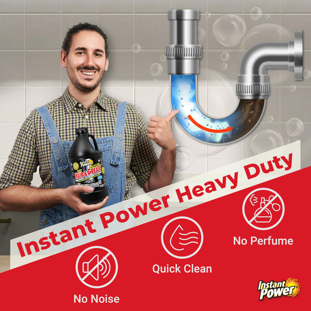 Hair & Grease Cleaner for Drains – Fast-Acting Liquid Clog Remover for Kitchen and Bathroom Plumbing, Safe for Pipes and Septic Systems, Includes Microfiber Cleaning Towel