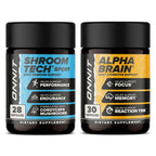 ONNIT Cognitive & Endurance Support Bundle: Alpha Brain Nootropic Capsules (30 Count) + Shroom Tech Sport Exercise Support Capsules (28 Count), IGEN Non-GMO Tested Focus, Energy & Endurance, 2 Pack