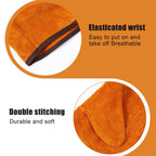 12 Pairs Leather Work Gloves Cowhide Leather Gardening Gloves with Reinforced Palm and Elastic Band, Thick Leathers Glove for Men Women Construction, Wood Cutting, Driving, Automotive Repair (Yellow)