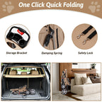 Azaeahom Pet Stroller, 4 Wheels Pet Strolling Cart for Medium/Small Dogs and Cats, Foldable Cat Jogger/Dog Stroller with Cup Holder, Storage Basket, Breathable Mesh, All-Season Pet Carrier, Khaki