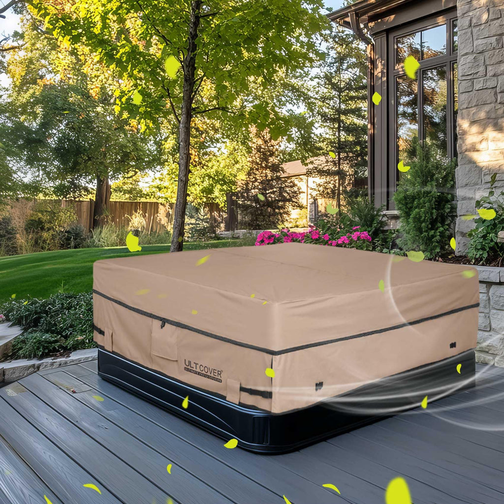 ULTCOVER Waterproof 600D Polyester Square Hot Tub Cover Outdoor SPA Covers 90 x 90 inch