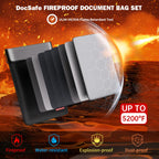 DocSafe Fireproof Document Bag (5200℉) with Fireproof Organizer Travel Case,Heat Insulated Fire＆Water Resistant 8 Layers Safe Money Bag Storage for Important Documents,Cash,Power Bank,Valuables,Black