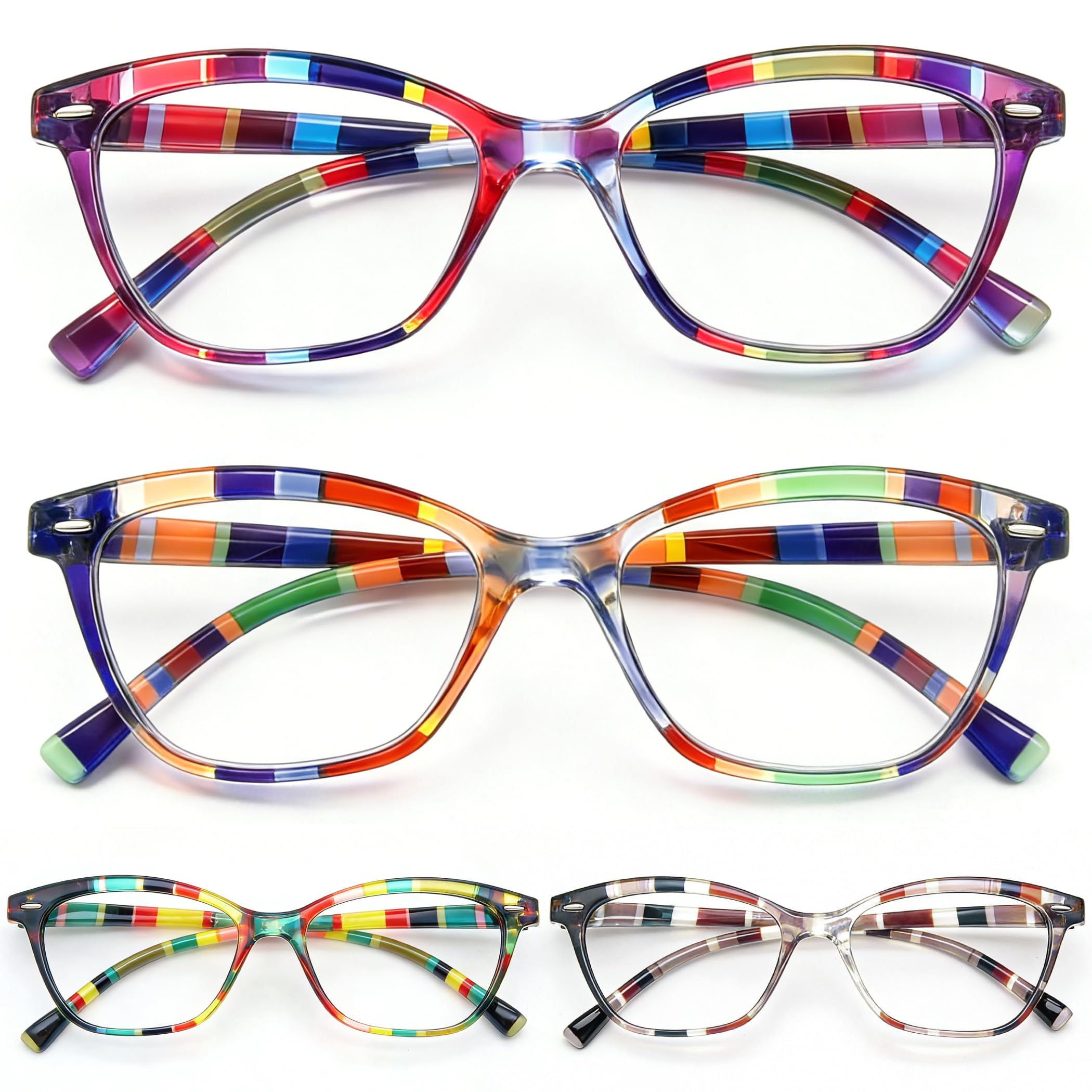HEEYYOK 2.25 Reading Glasses Women Small Face 4-Pack Colorful Reader For Womens Cheaters Reading Ladies Lightweigth Flexible Spring Hinge