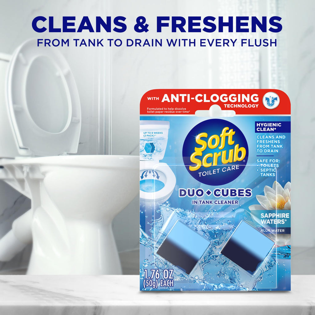 Soft Scrub DuoCubes In-Tank Toilet Cleaner, 2ct, Sapphire Waters (7 Pack)