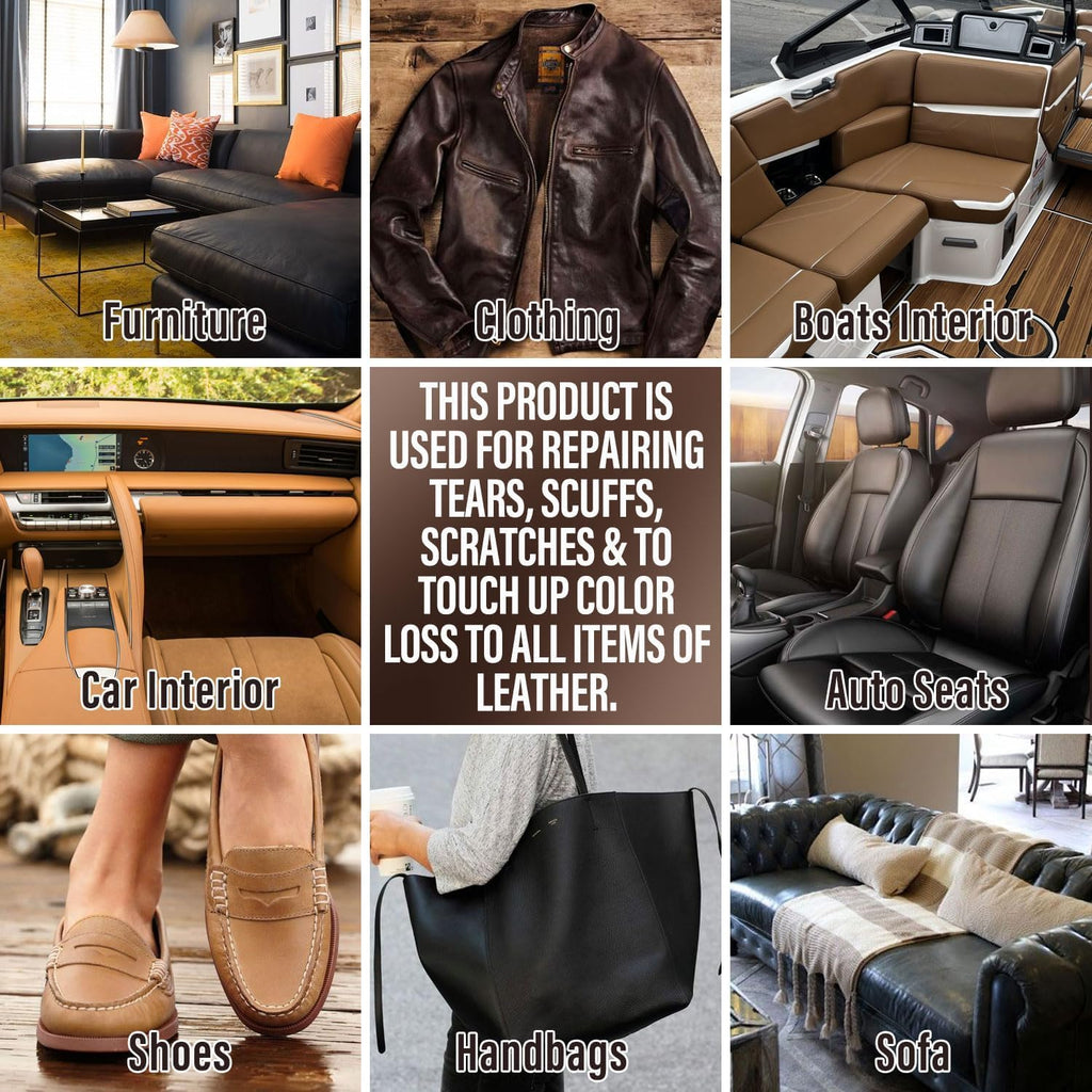 Leather & Vinyl Repair Kit for Furniture, Car Seats & Couches, 10 Colors