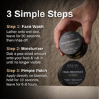 Acne System for Men and Boys, Face Wash, Moisturizer, Pimple Patches, Shield Men's Skin Care Set (4 Months)
